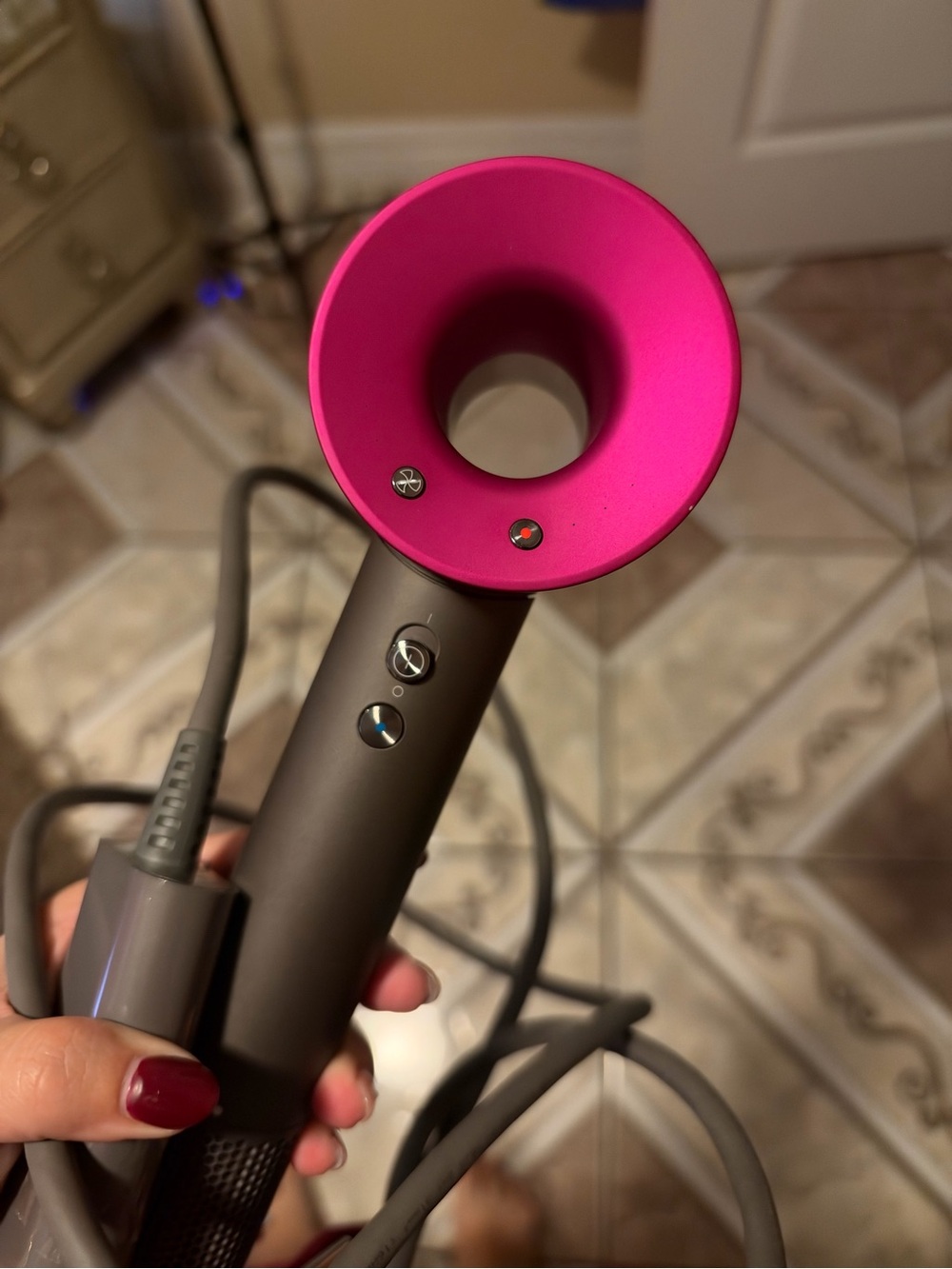 Dyson blow dryer Pink and Gray Hair Dryer - Modern Styling Tool